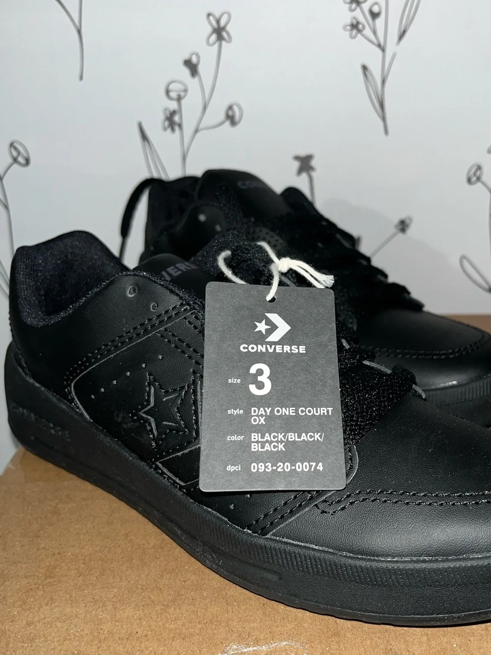 Converse Kids’/Adult Day One Court Classic Sneakers – Black – M 3 / W 4.5
